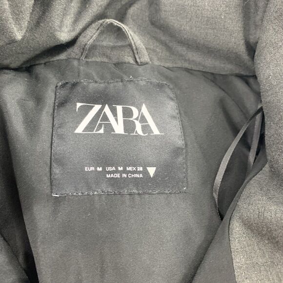 Zara Cropped Puffer Coat Size Medium Womens Dark Gray Winter Cold Weather Jacket - Picture 3 of 6